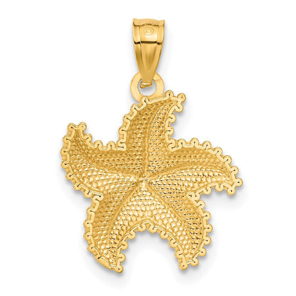 14K Gelbgold Diamantiert Seestern Anhänger