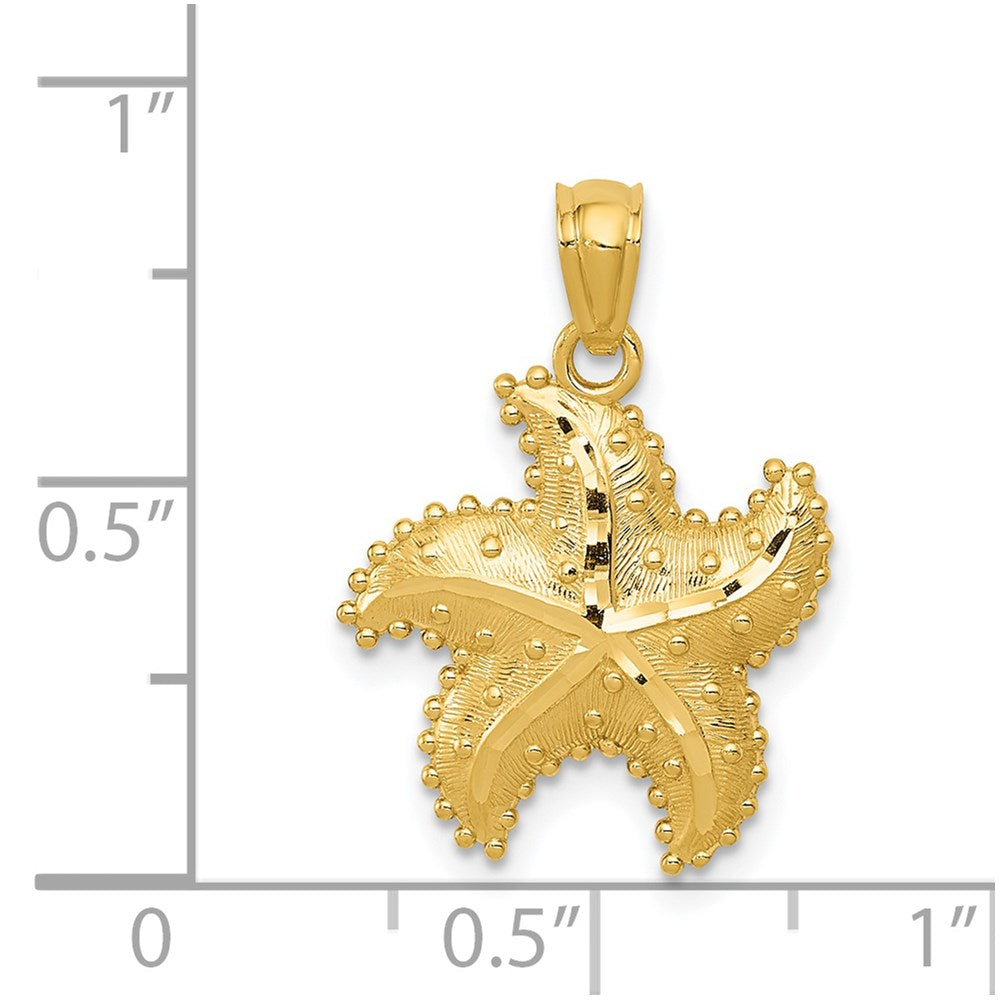 14K Gelbgold Diamantiert Seestern Anhänger
