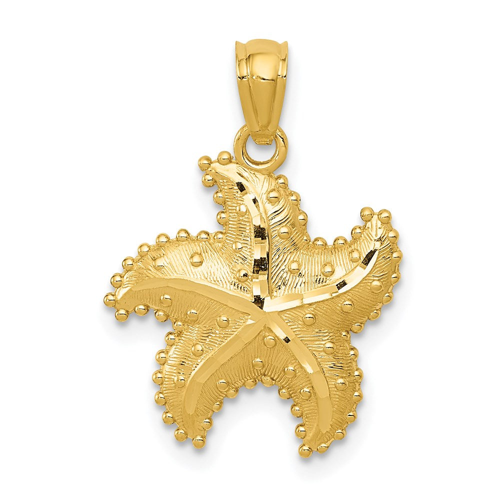 14K Gelbgold Diamantiert Seestern Anhänger