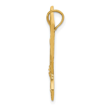 14K Gelbgold Adler-Anhänger, diamantiert