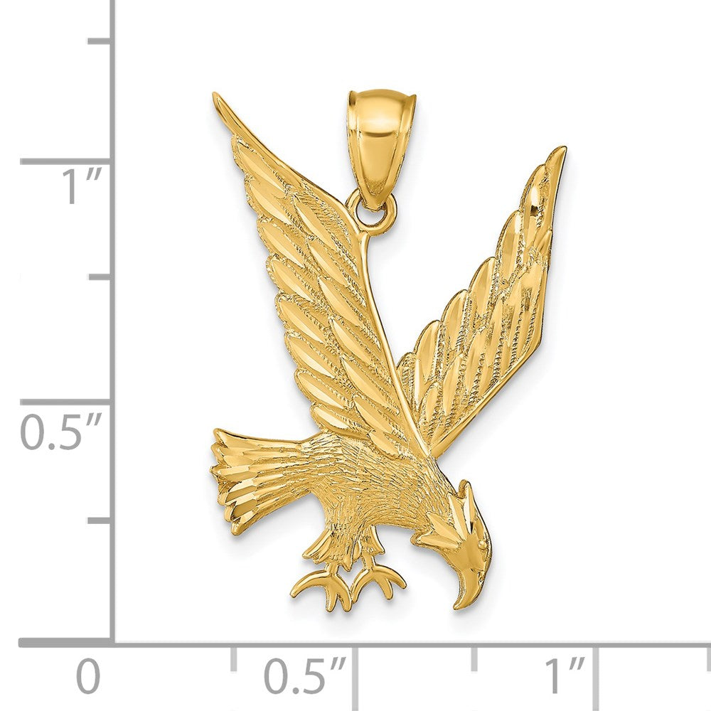 14K Gelbgold Adler-Anhänger, diamantiert