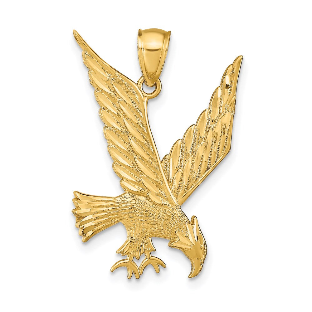 14K Gelbgold Adler-Anhänger, diamantiert