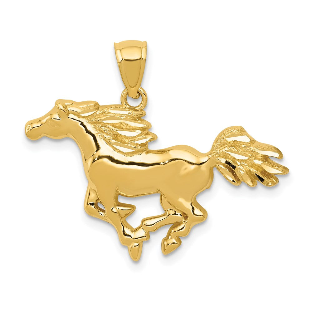 14K Gelbgold Poliert Pferd Anhänger