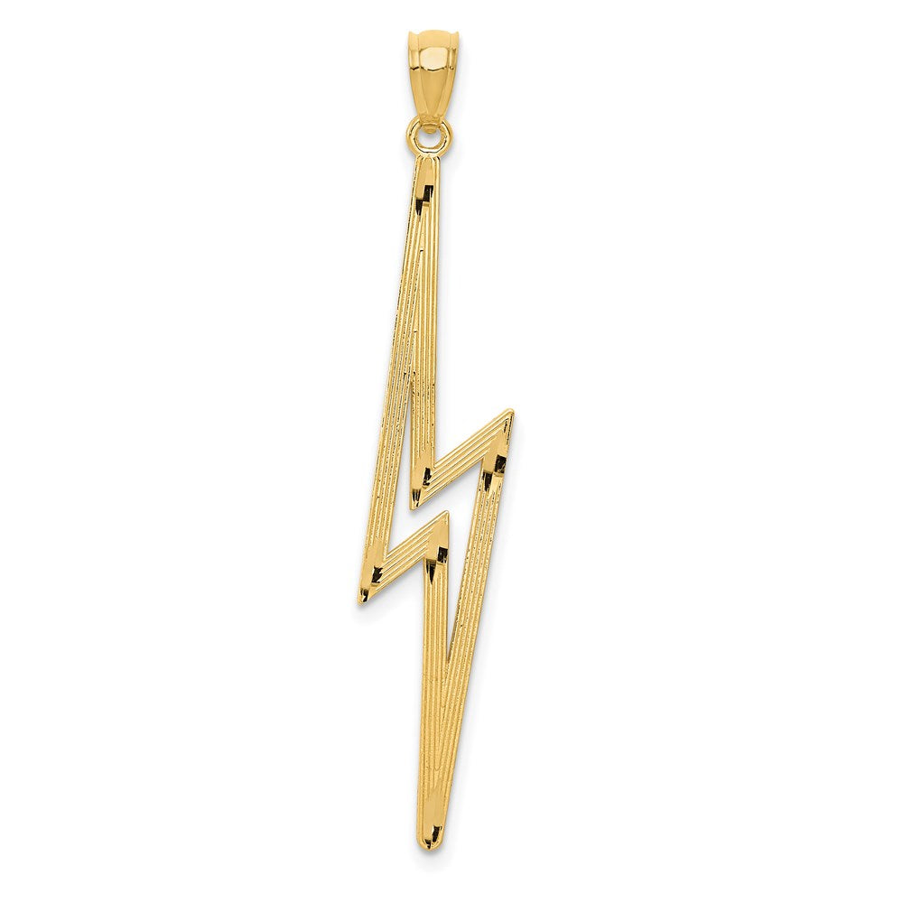 14K Gelbgold Poliert Diamantiert Blitz Bolt Anhänger
