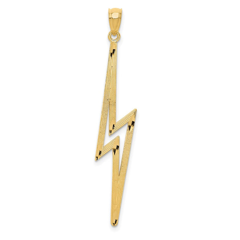 14K Gelbgold Poliert Diamantiert Blitz Bolt Anhänger