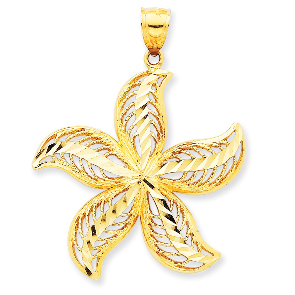 14K Gelbgold Anhänger, Seestern, diamantiert, filigran