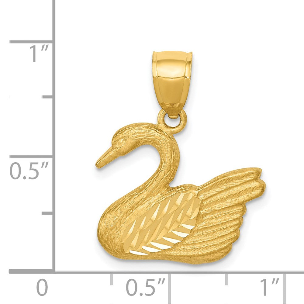 14K Gelbgold Anhänger Schwan diamantiert