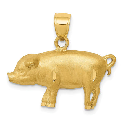 14 Karat Gelbgold Anhänger „Schwein" diamantiert