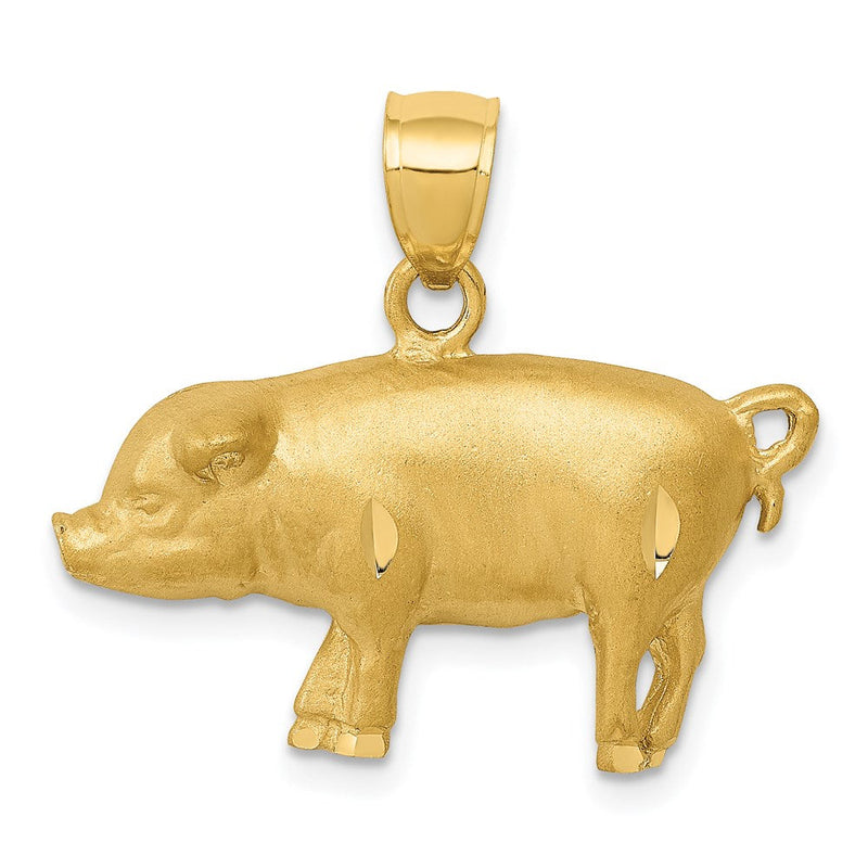14 Karat Gelbgold Anhänger „Schwein" diamantiert