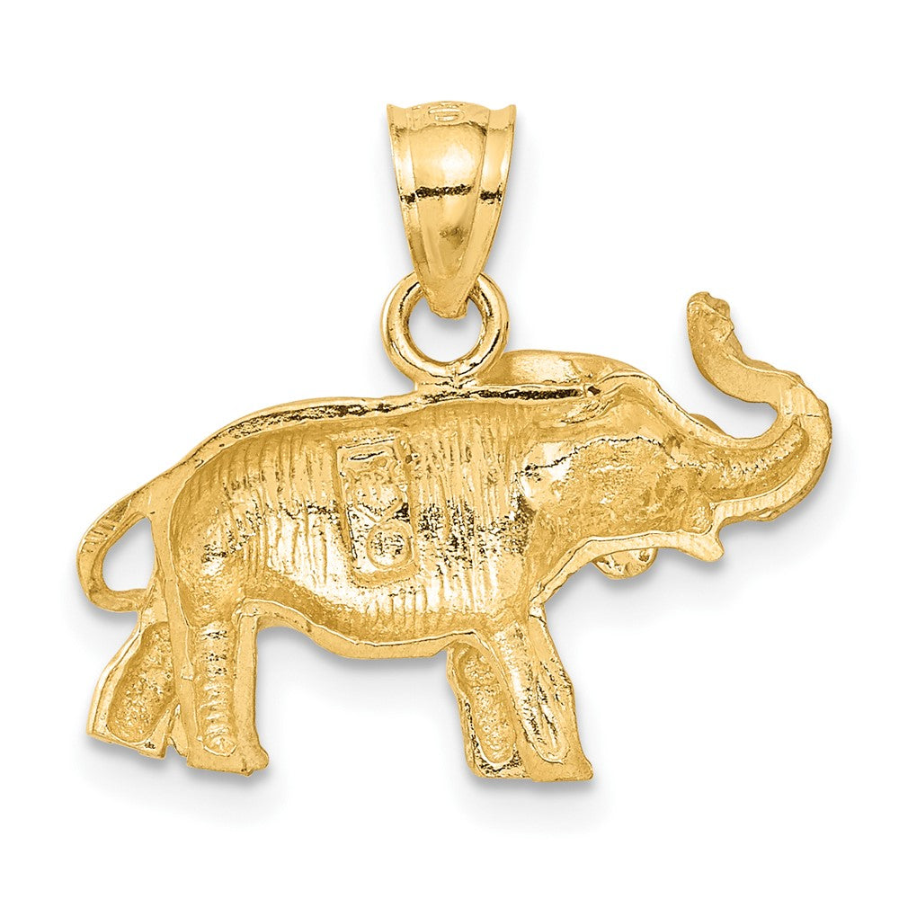 14K Gelbgold Elefant-Anhänger, diamantgeschliffen