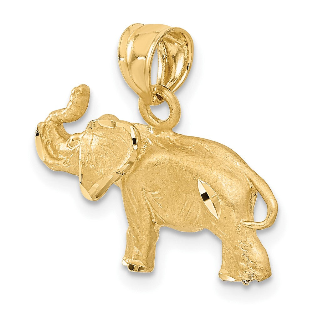 14K Gelbgold Elefant-Anhänger, diamantgeschliffen