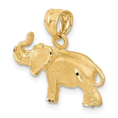 14K Gelbgold Elefant-Anhänger, diamantgeschliffen