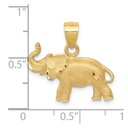 14K Gelbgold Elefant-Anhänger, diamantgeschliffen