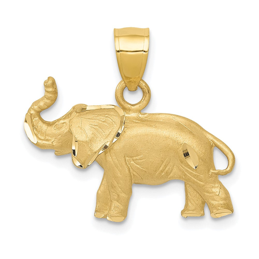 14K Gelbgold Elefant-Anhänger, diamantgeschliffen