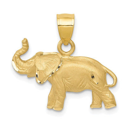 14K Gelbgold Elefant-Anhänger, diamantgeschliffen