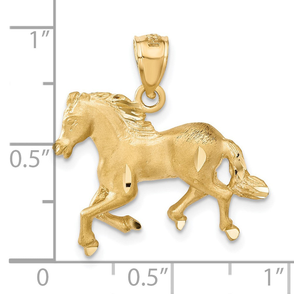 14K Gelbgold Anhänger "Pferd" mit Diamantschliff