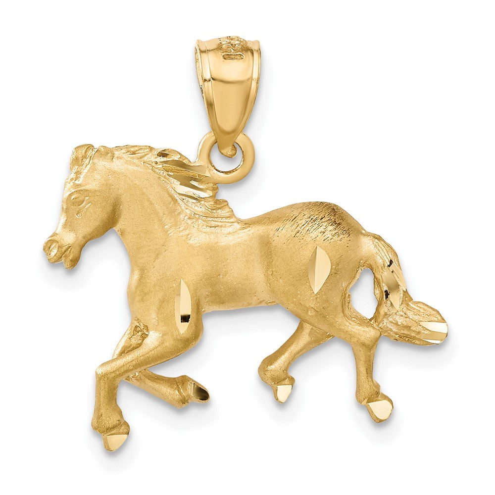 14K Gelbgold Anhänger "Pferd" mit Diamantschliff