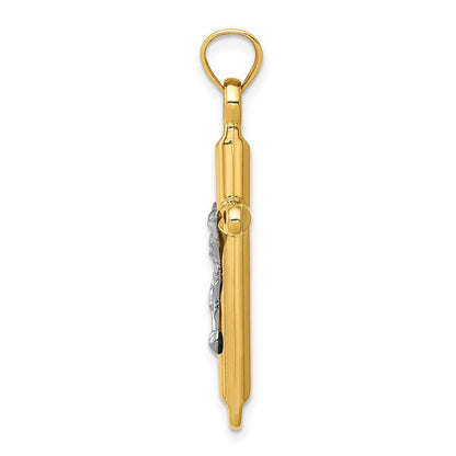 14K Bicolor Hohl Kruzifix Anhänger