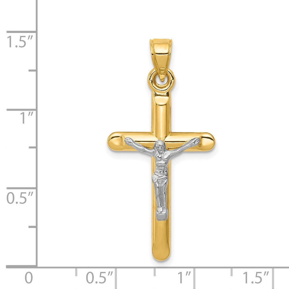 14K Bicolor Hohl Kruzifix Anhänger