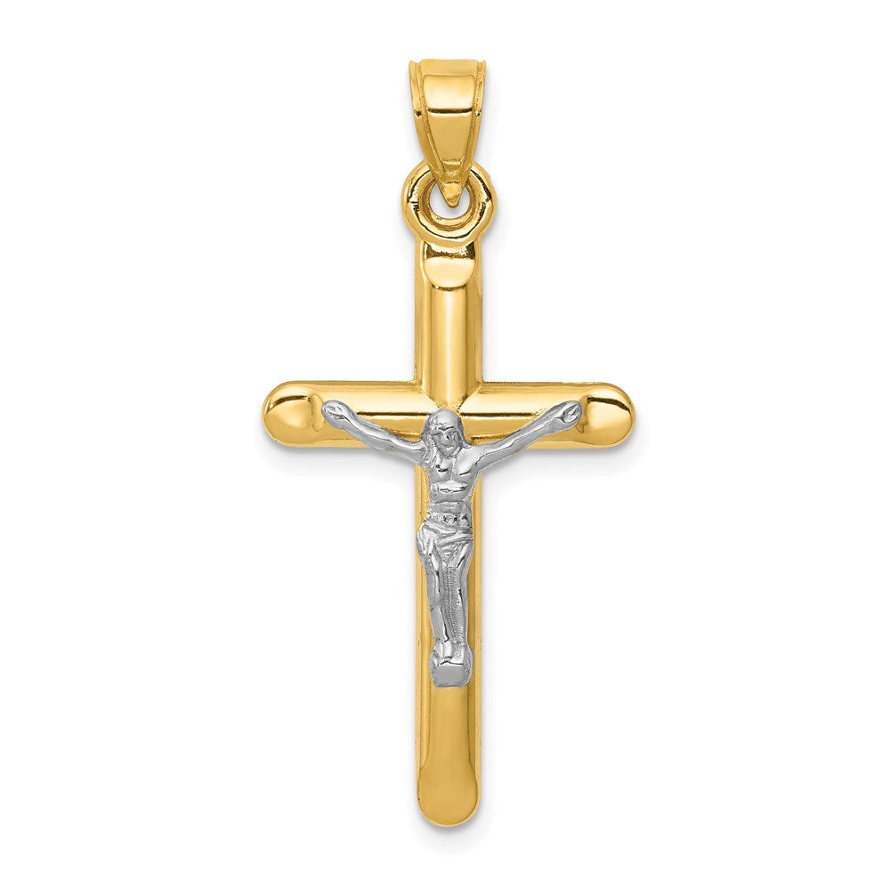 14K Bicolor Hohl Kruzifix Anhänger