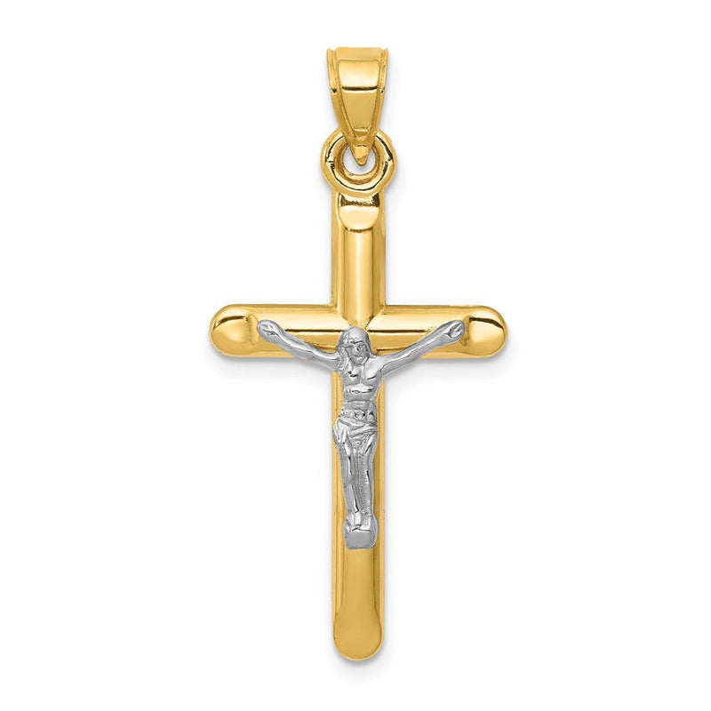 14K Bicolor Hohl Kruzifix Anhänger