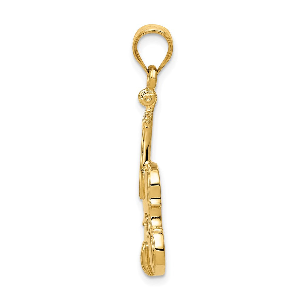 14K Gelbgold Geige-Charm (2D)