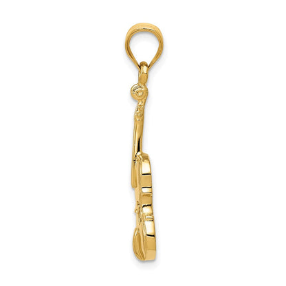 14K Gelbgold Geige-Charm (2D)