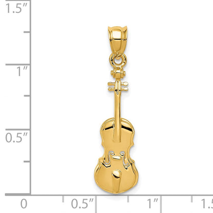 14K Gelbgold Geige-Charm (2D)