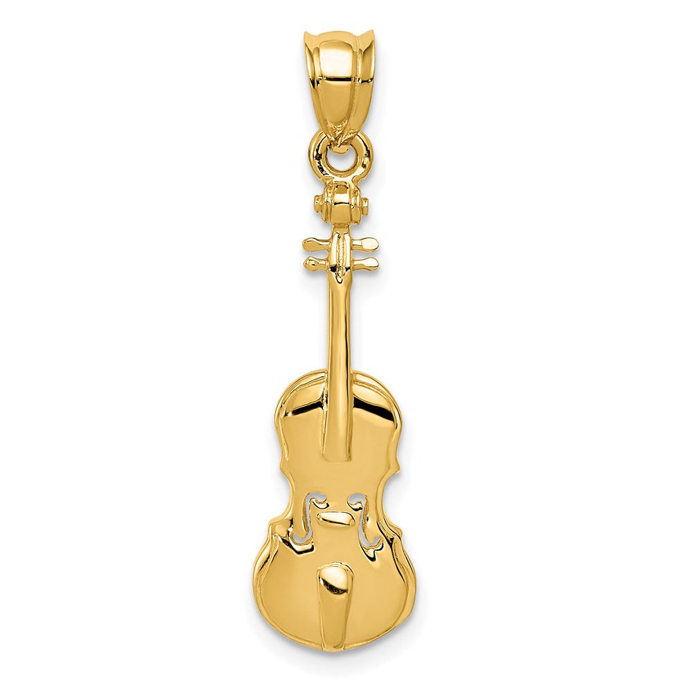 14K Gelbgold Geige-Charm (2D)