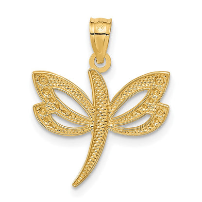 14K Gelb & Rhodium mit Rhodium Libelle Anhänger