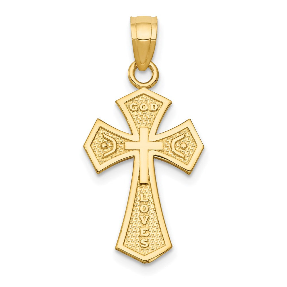 14K Gelbgold Wendbar Passion Kreuz Anhänger
