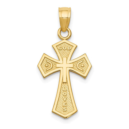 14K Gelbgold Wendbar Passion Kreuz Anhänger