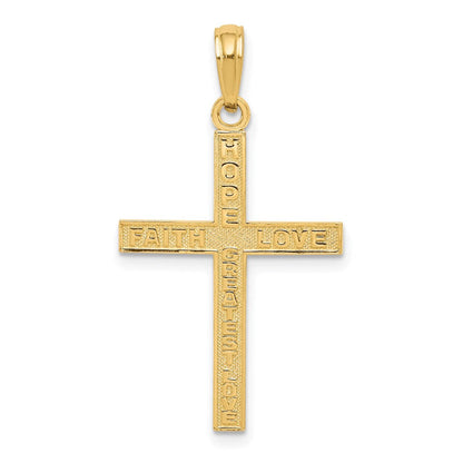 14K Gelbgold Wendbar Glaube Hoffnung Liebe Kreuz Anhänger