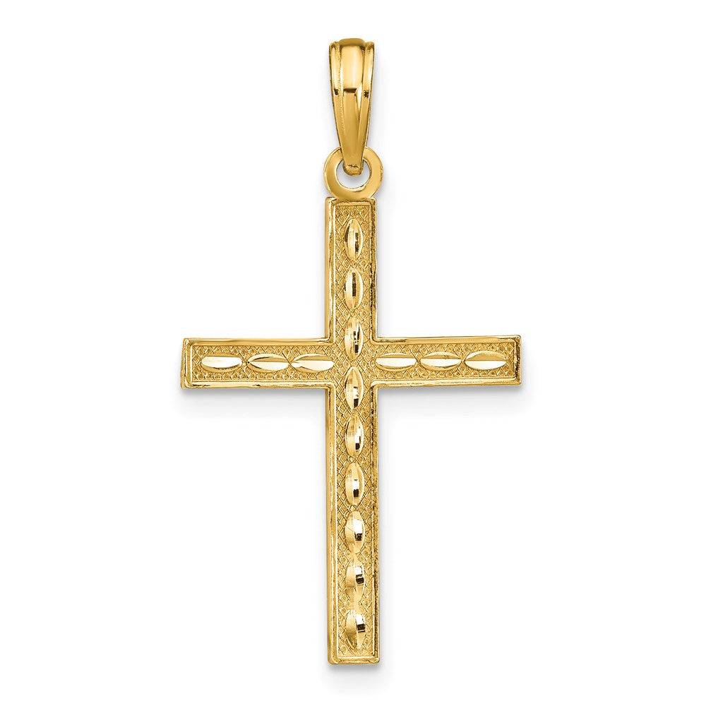 14K Gelbgold Wendbar Glaube Hoffnung Liebe Kreuz Anhänger