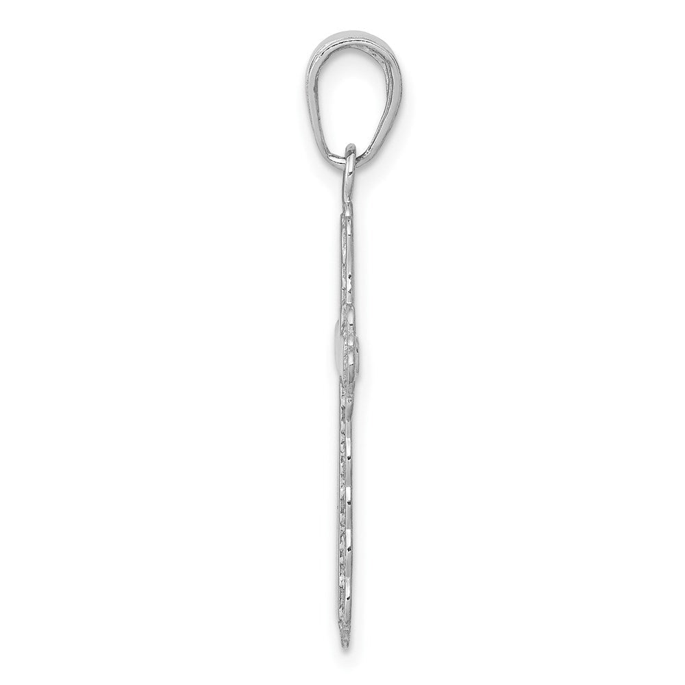 14K Weißgold Lace Zierde Kreuz Anhänger