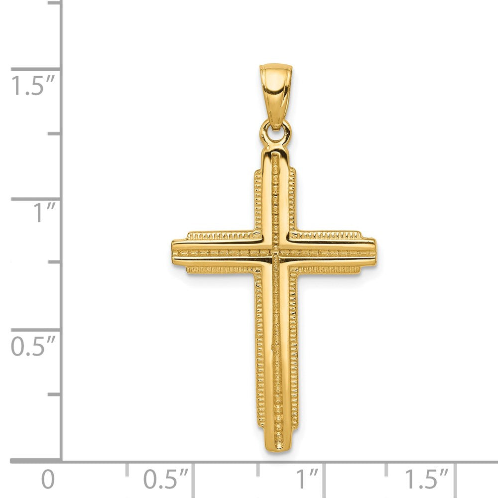 14K Gelbgold Kreuzanhänger mit strukturierter Kontur