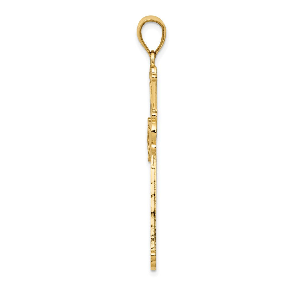 14K Gelbgold Kreuzanhänger, diamantiert