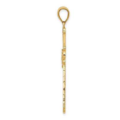 14K Gelbgold Kreuzanhänger, diamantiert