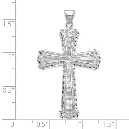 14K Weißgold Diamant-geschliffener Kreuz-Anhänger