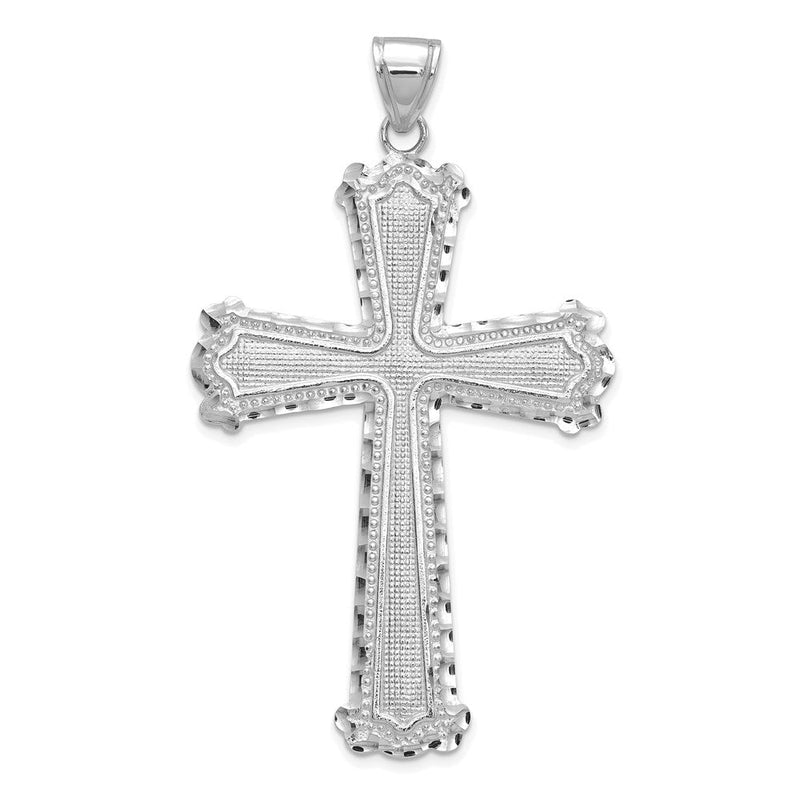 14K Weißgold Diamant-geschliffener Kreuz-Anhänger