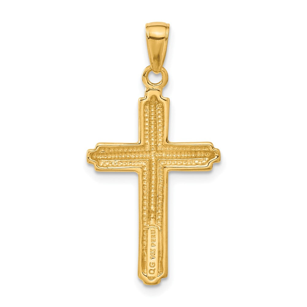 14K Gelbgold Kreuz-Anhänger mit gestreiftem Rand