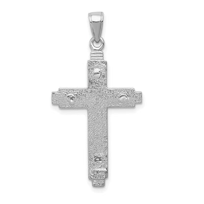 14K Weißgold Cylinder Kreuz auf Gekugelt Zierde Rahmen