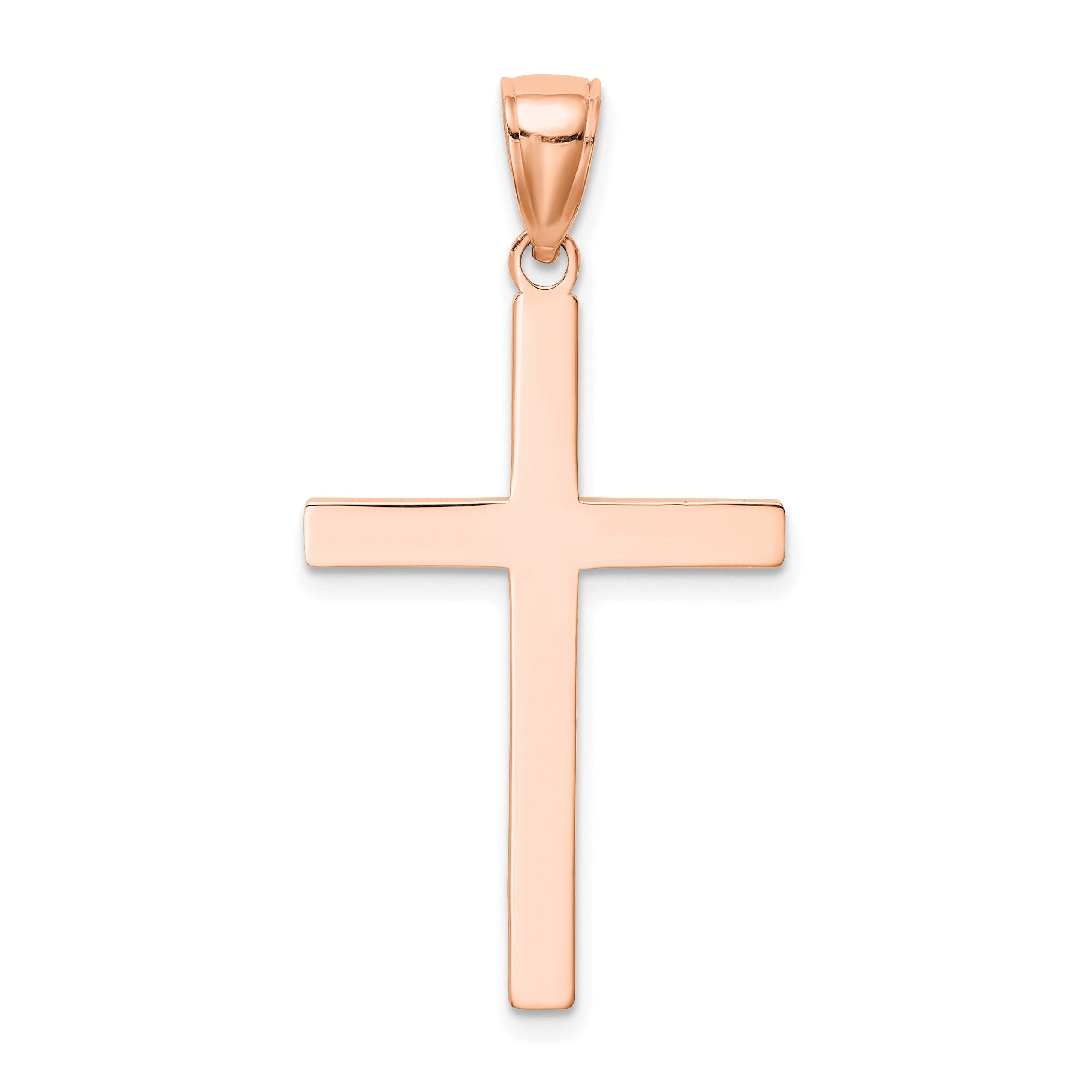 14K Roségold Stab-Kreuz-Anhänger