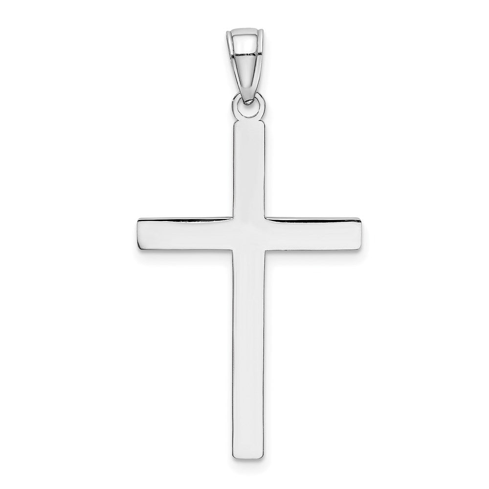 14K Weißgold massiver wendbarer Kreuzanhänger (Lateinisches Kreuz)
