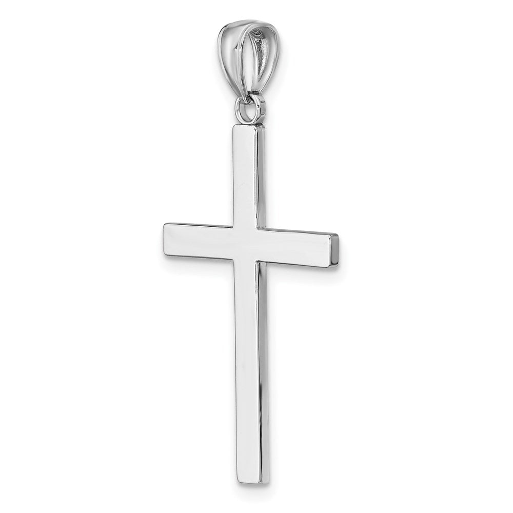 14K Weißgold massiver wendbarer Kreuzanhänger (Lateinisches Kreuz)