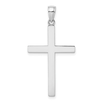 14K Weißgold massiver wendbarer Kreuzanhänger (Lateinisches Kreuz)