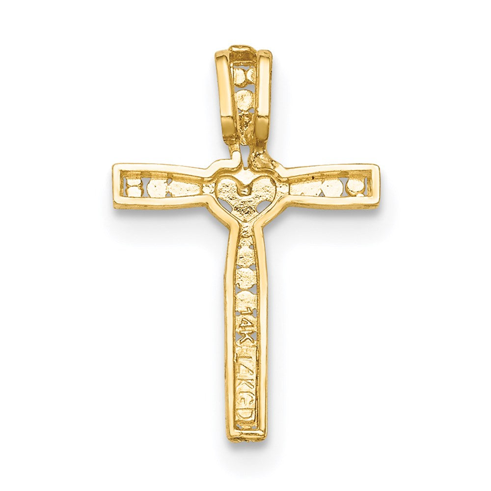 14K Gelb & Rhodium mit Rhodium Kreuz Anhänger