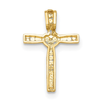 14K Gelb & Rhodium mit Rhodium Kreuz Anhänger