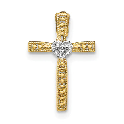 14K Gelb & Rhodium mit Rhodium Kreuz Anhänger