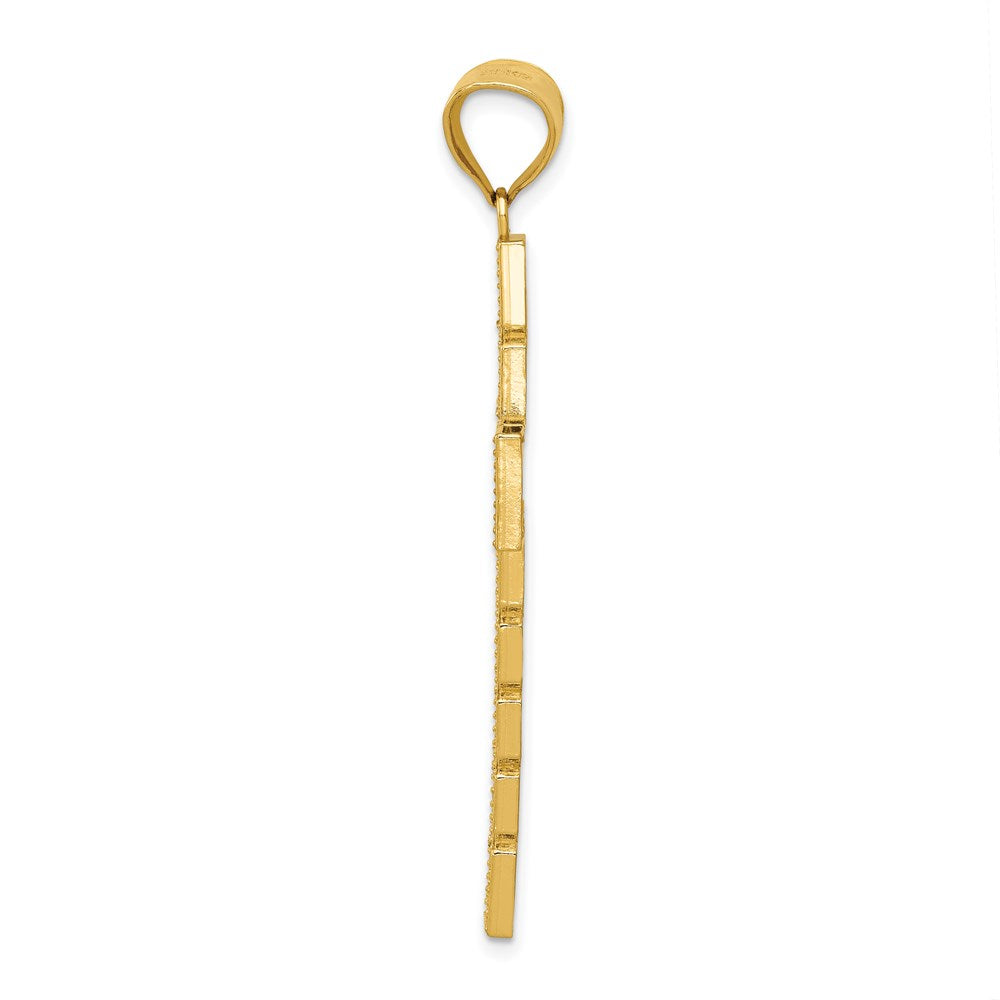 14K Gelbgold & Rhodiumgold Lateinkreuz-Anhänger mit Rhodium